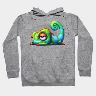 Lazy Chameleon Illustration Hoodie